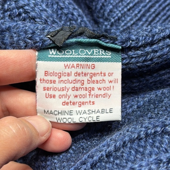 Woolovers Blue Wool Fisherman Sweater Size Medium - Picture 8 of 9
